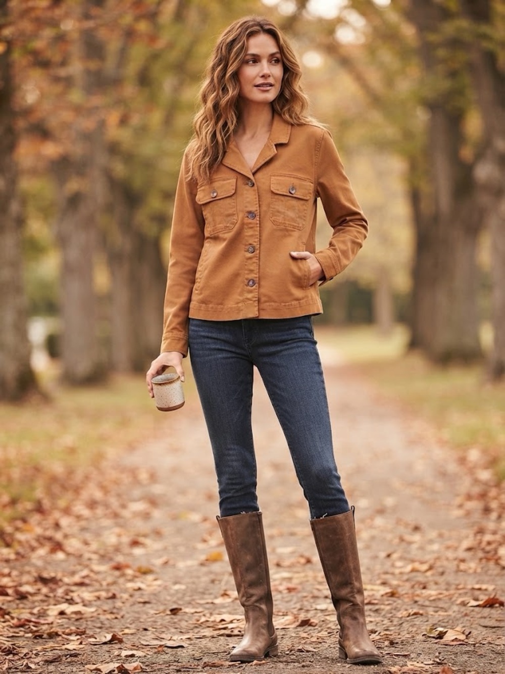 Sanctuary Camel Tan Button-Front Utility Denim Jacket